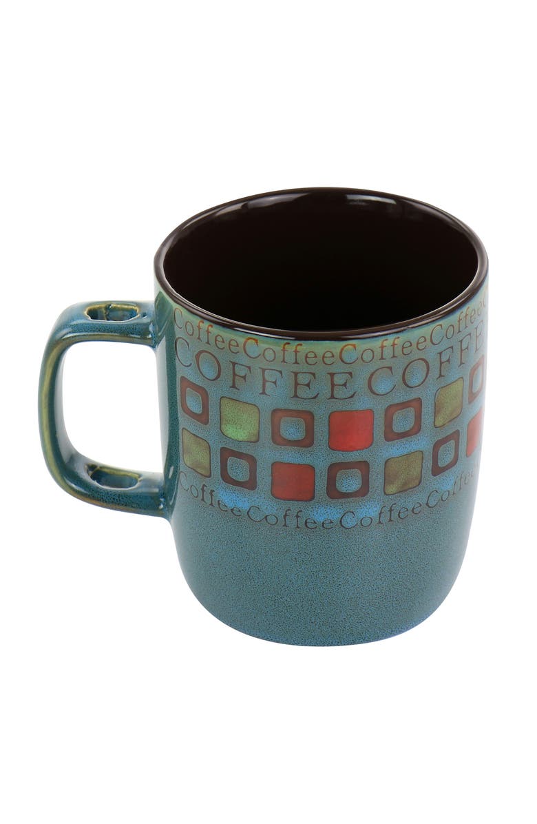 Mr. Coffee Cafe Americano 8 Piece 13oz Ceramic Cup and Spoon Set, Alternate, color, Blue