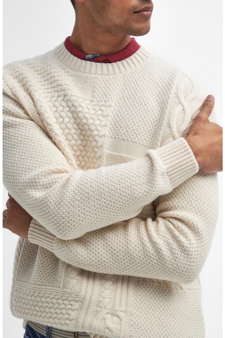 Casey Wool & Cotton Fisherman Sweater, Alternate, color, WHISPER WHITE