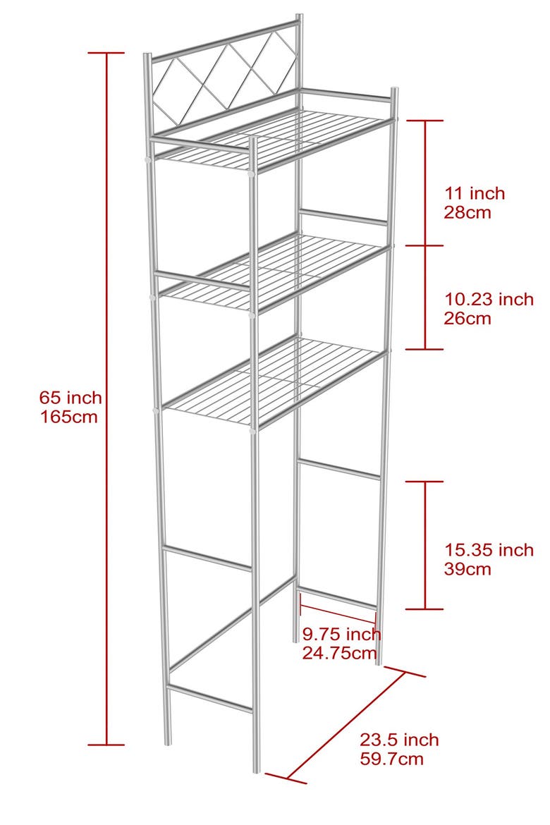 3-Shelf Metal Bathroom Organizer, Alternate, color, SILVER