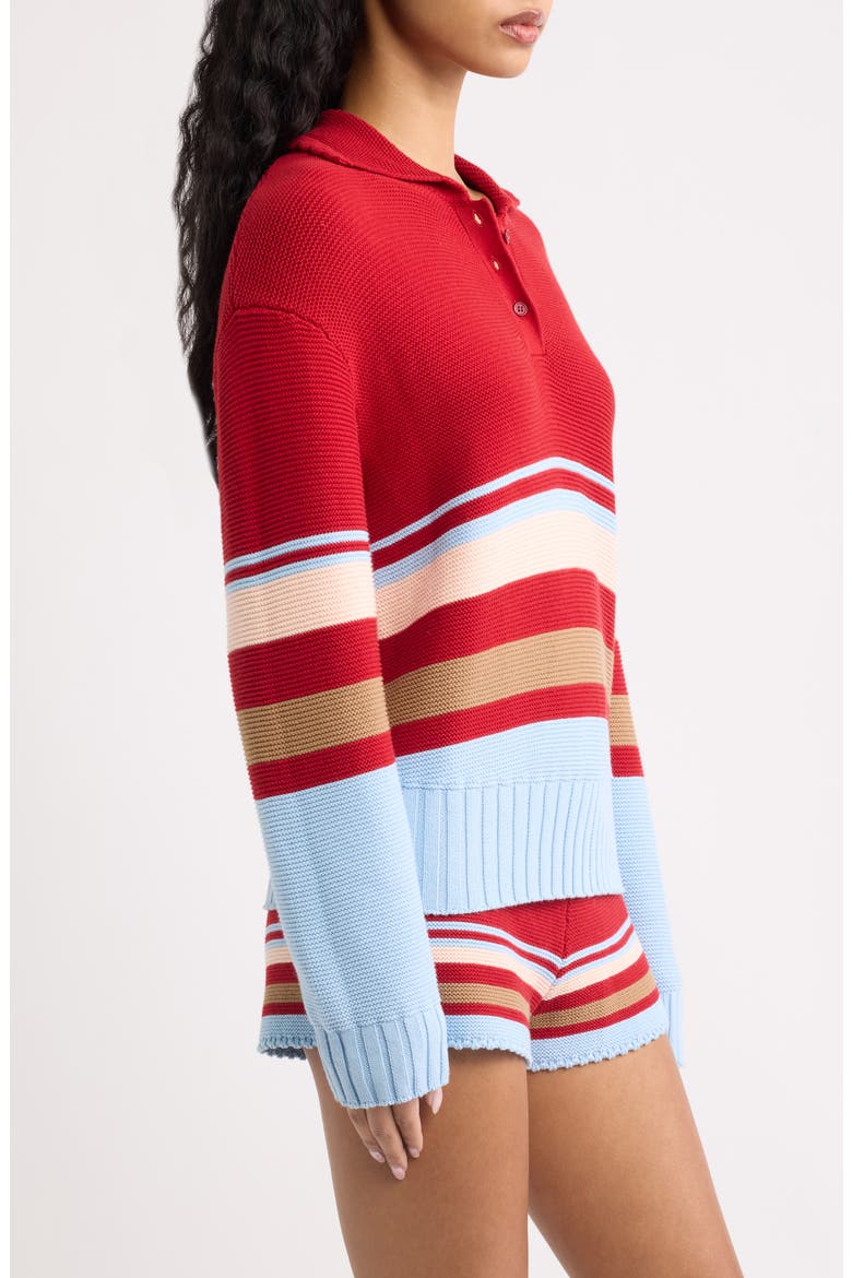 The Cleo Striped Cotton Sweater, Alternate, color, CRANBERRY MULTI