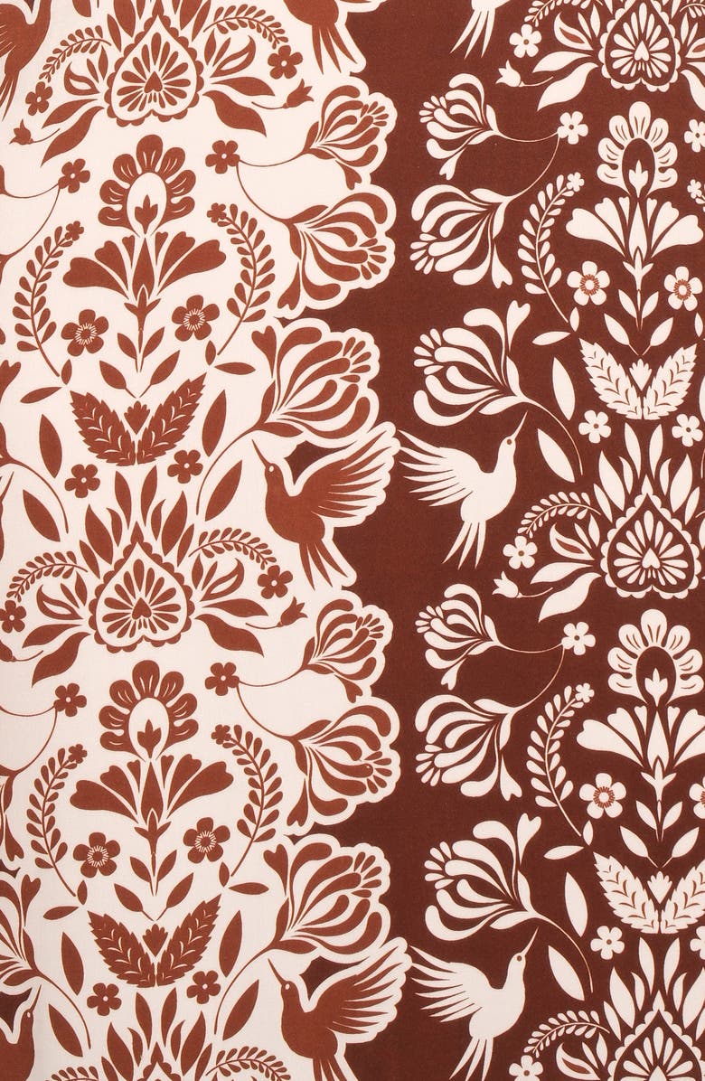 The Lulo Project The Signal Mixed Print Crepe Dress, Alternate, color, Brown Folk Paisley