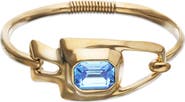 UNODE50 Gold-tone Sculptural Bracelet with Blue Crystal