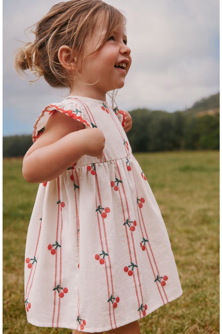 Kids' Cherry Print Ruffle Dress, Alternate, color, NEUTRAL