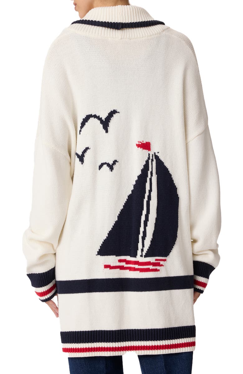 Splendid Set Sail Cardigan, Alternate, color, White/ Navy/ Rouge