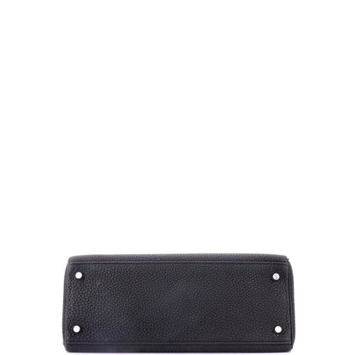 Pre-owned Hermes  Hermes Kelly Handbag Black Togo With Palladium Hardware 28 In Black