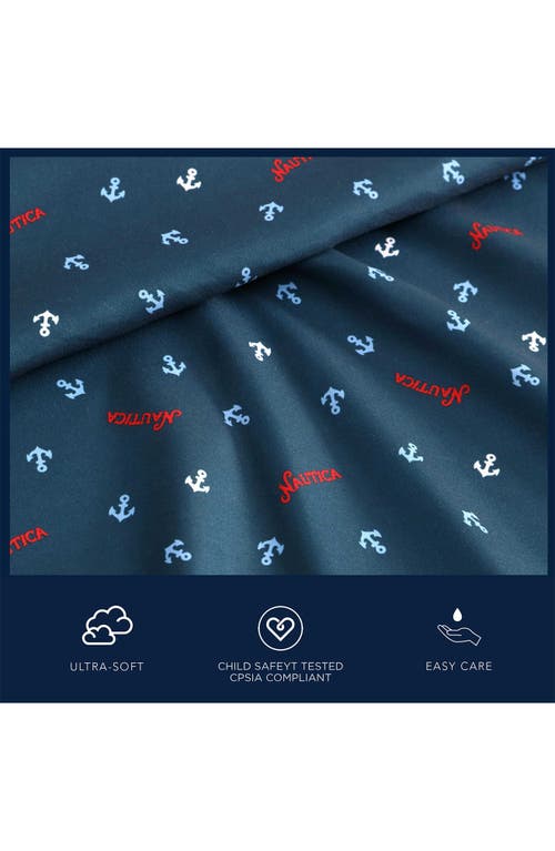 Nautica Jonesy Anchor Print Microfiber Sheet Set In Navy Seas