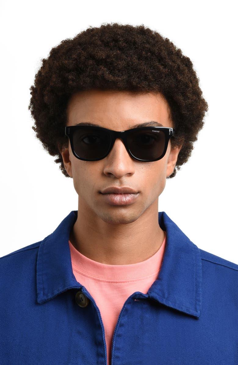 Polaroid 51mm Polarized Square Sunglasses, Alternate, color, Black/ Gray Polarized