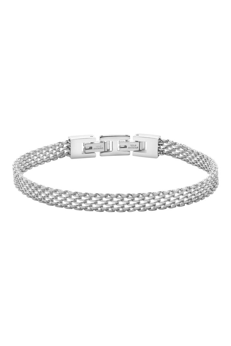 Men's Stainless Steel Mesh Chain Bracelet, Main, color, SILVER