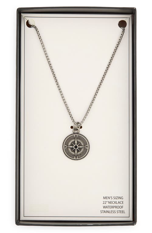 Nordstrom Rack Stainless Steel Compass Pendant Necklace In Stainless