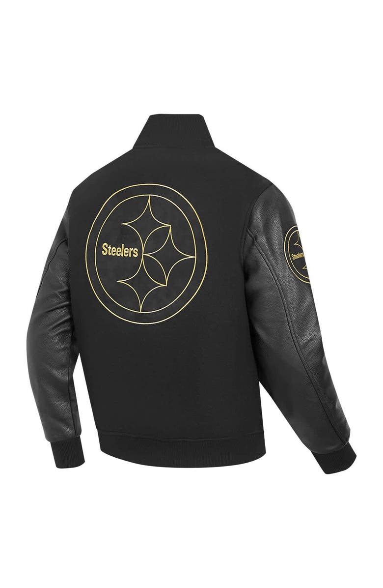 PRO STANDARD Men's Pro Standard Black Pittsburgh Steelers Full-Zip Varsity Jacket, Alternate, color, 