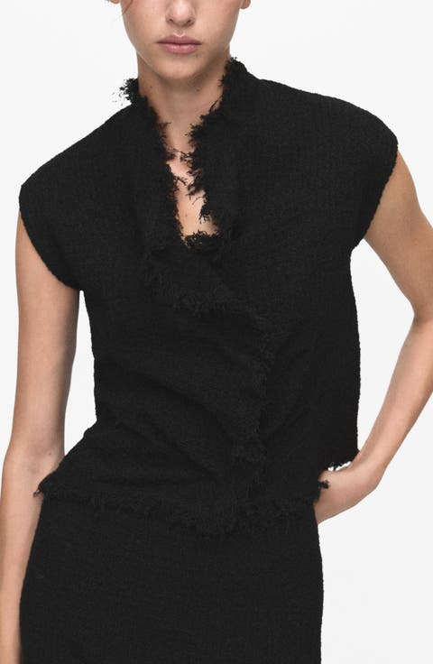 トップス OHGA TWEED BLOUSE Tweed-sleeve Top For Women | J.Crew