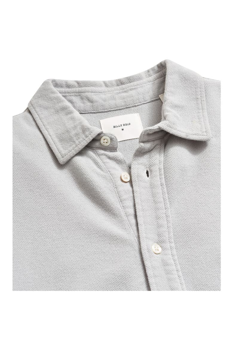 Yellowhammer Cotton & Linen Knit Button-Up Shirt, Alternate, color, SILVER