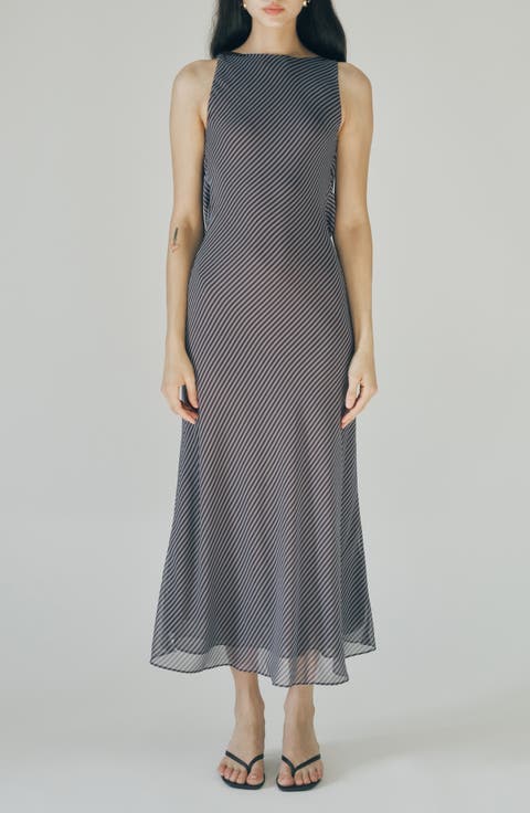 Micca Stripe Drape Back Dress