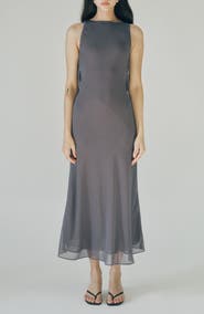 MAUDE CLUB Micca Stripe Drape Back Dress