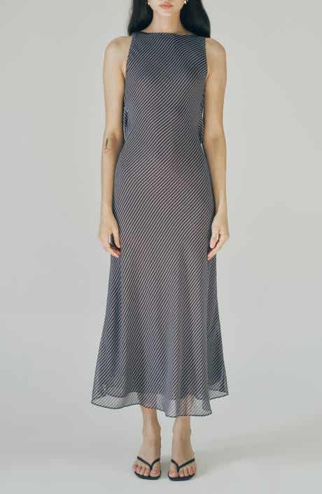 Micca Stripe Drape Back Dress