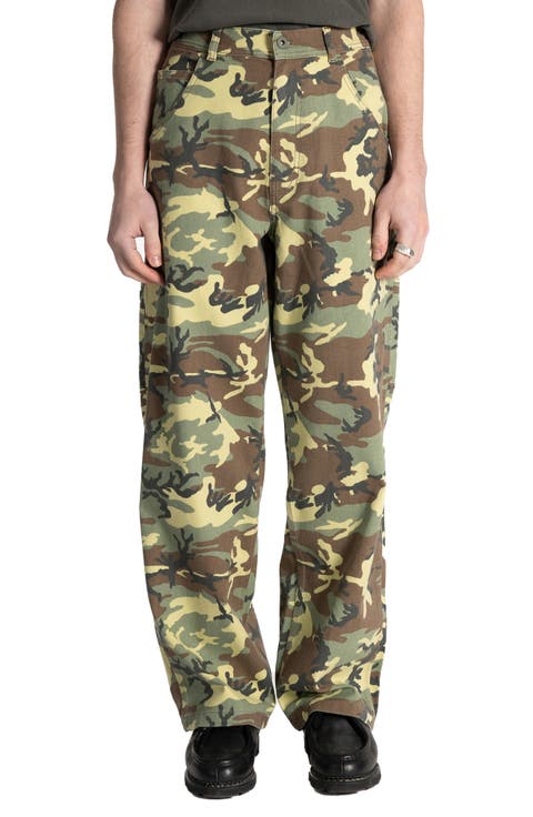 Woodland Camo Cotton Canvas Carpenter Pants