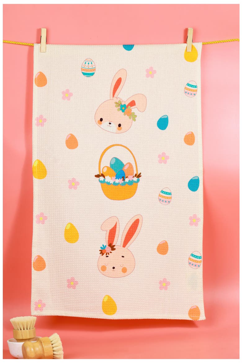 Hip Hop Easter Set of 3 Cotton Kitchen Towels, Alternate, color, GREEN