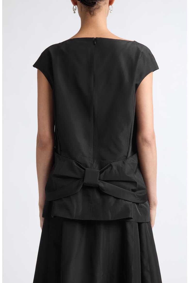 Boxy Bow Detail Satin Top, Alternate, color, BLACK
