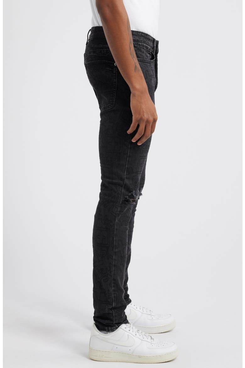 Van Winkle Stencil Skinny Jeans, Alternate, color, BLACK