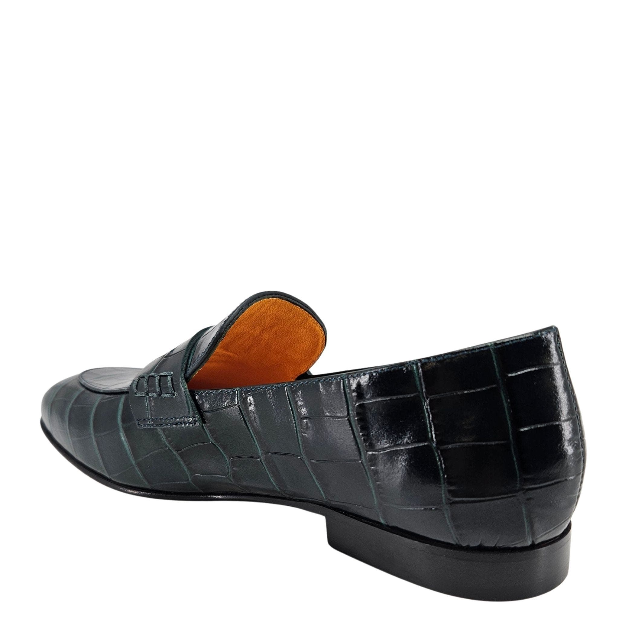 Flat Croc Embossed Loafer, Alternate, color, Green