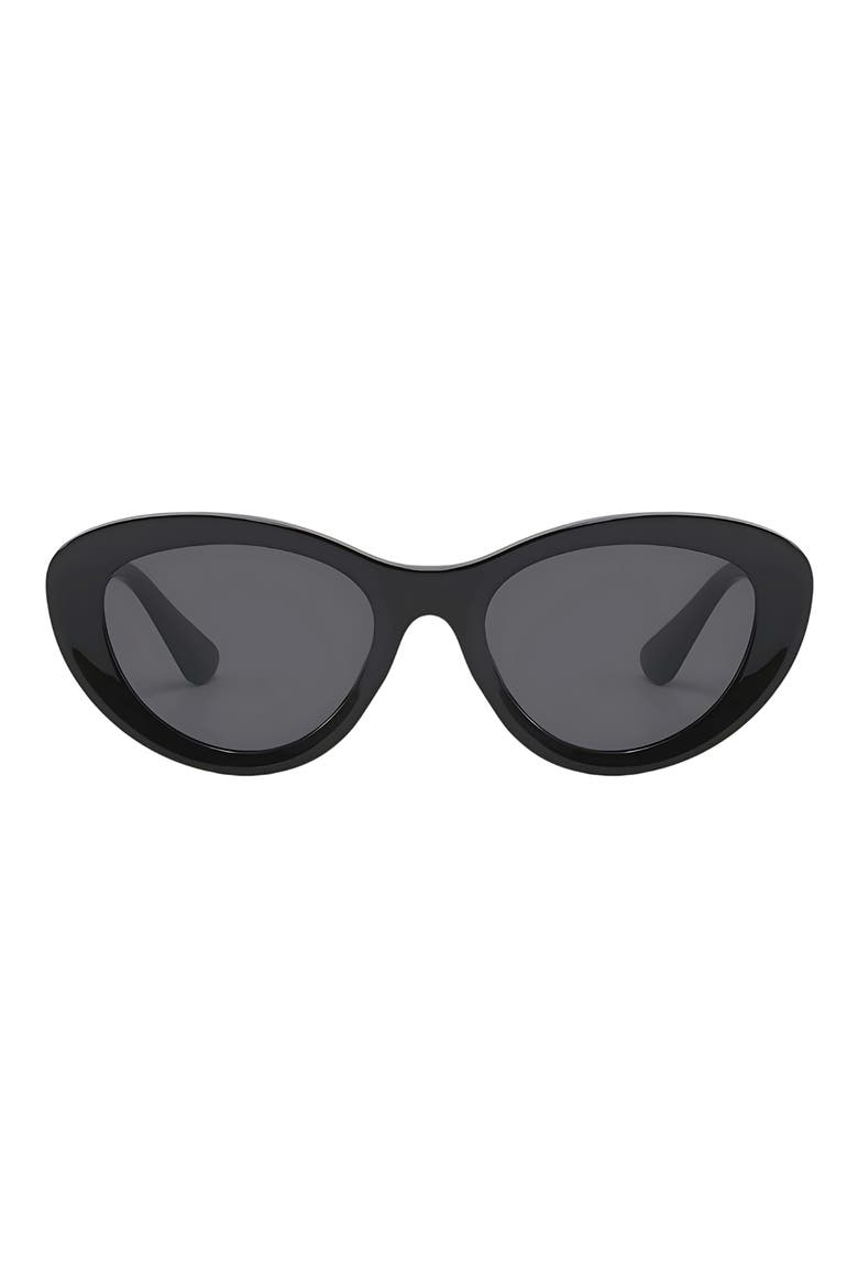 Sasha 65mm Oversize Polarized Cat Eye Sunglasses, Main, color, BLACK / BLACK