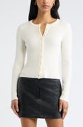 Open Edit Ribbed Crewneck Cardigan