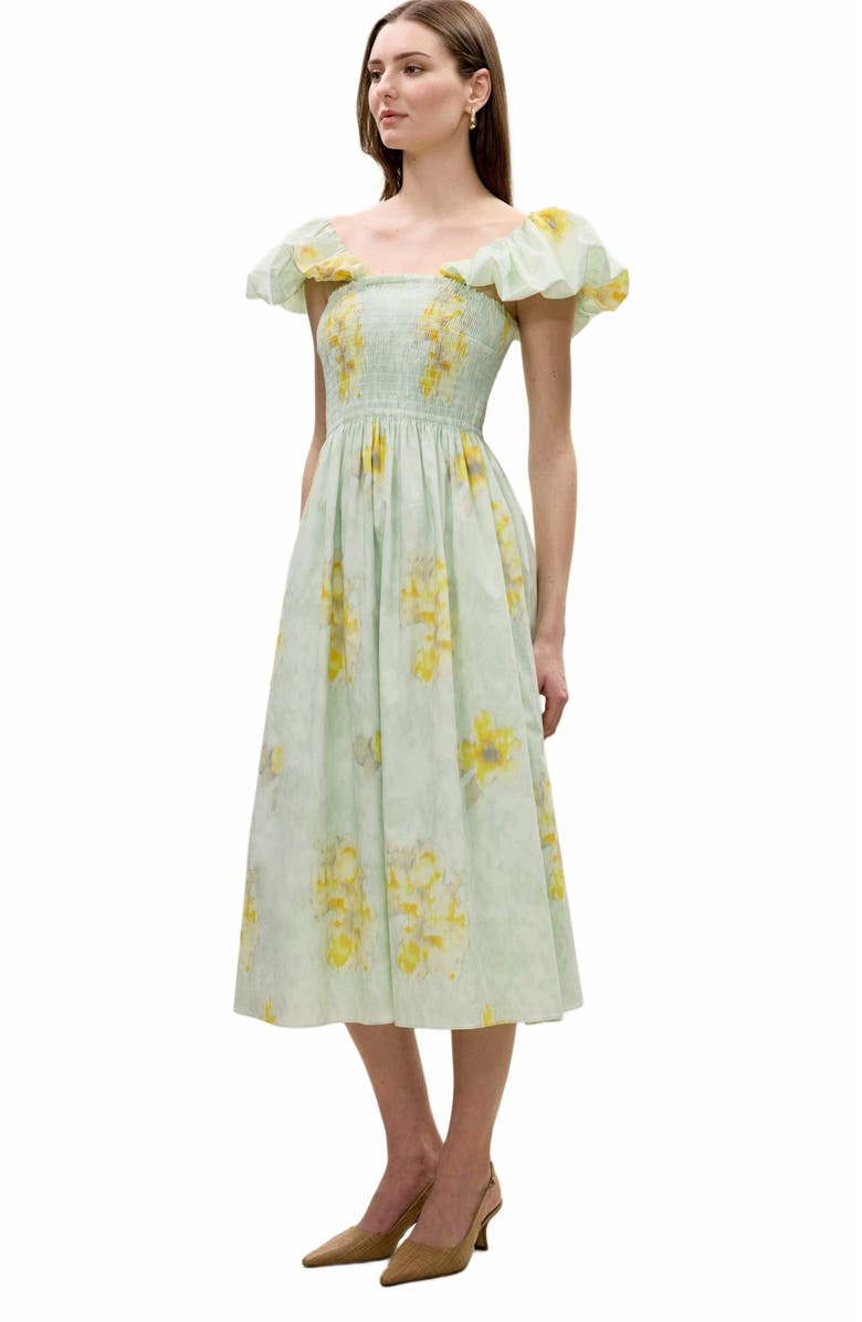 Rebecca Taylor Yara Poplin Midi Dress, Alternate, color, Sage Combo