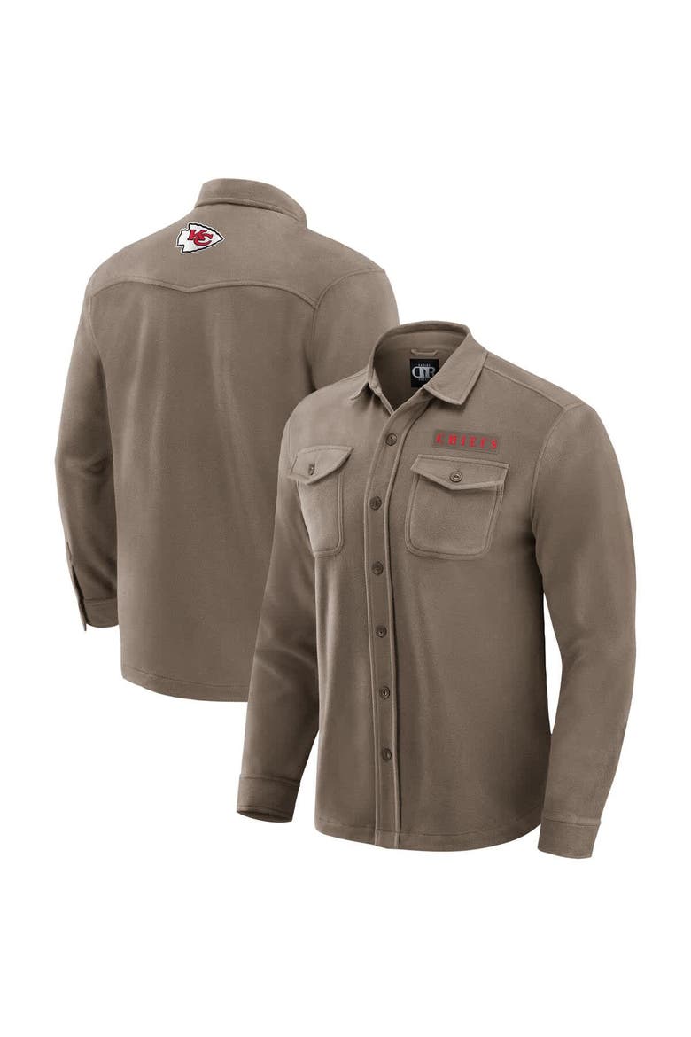 Men's Darius Rucker Collection by Fanatics Tan Kansas City Chiefs Polar Fleece Cozy Button-Up Shirt, Main, color, Tan