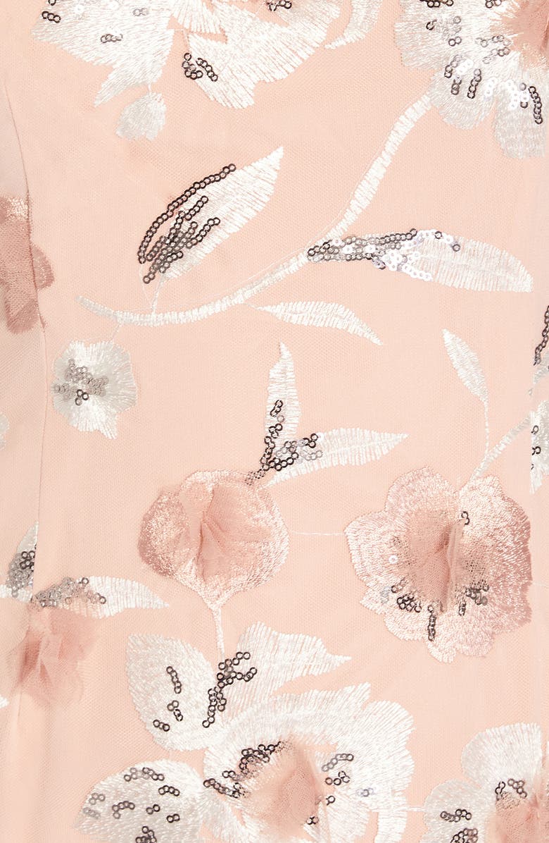 Adrianna Papell Floral Embroidery Sleeveless Sheath Dress, Alternate, color, 