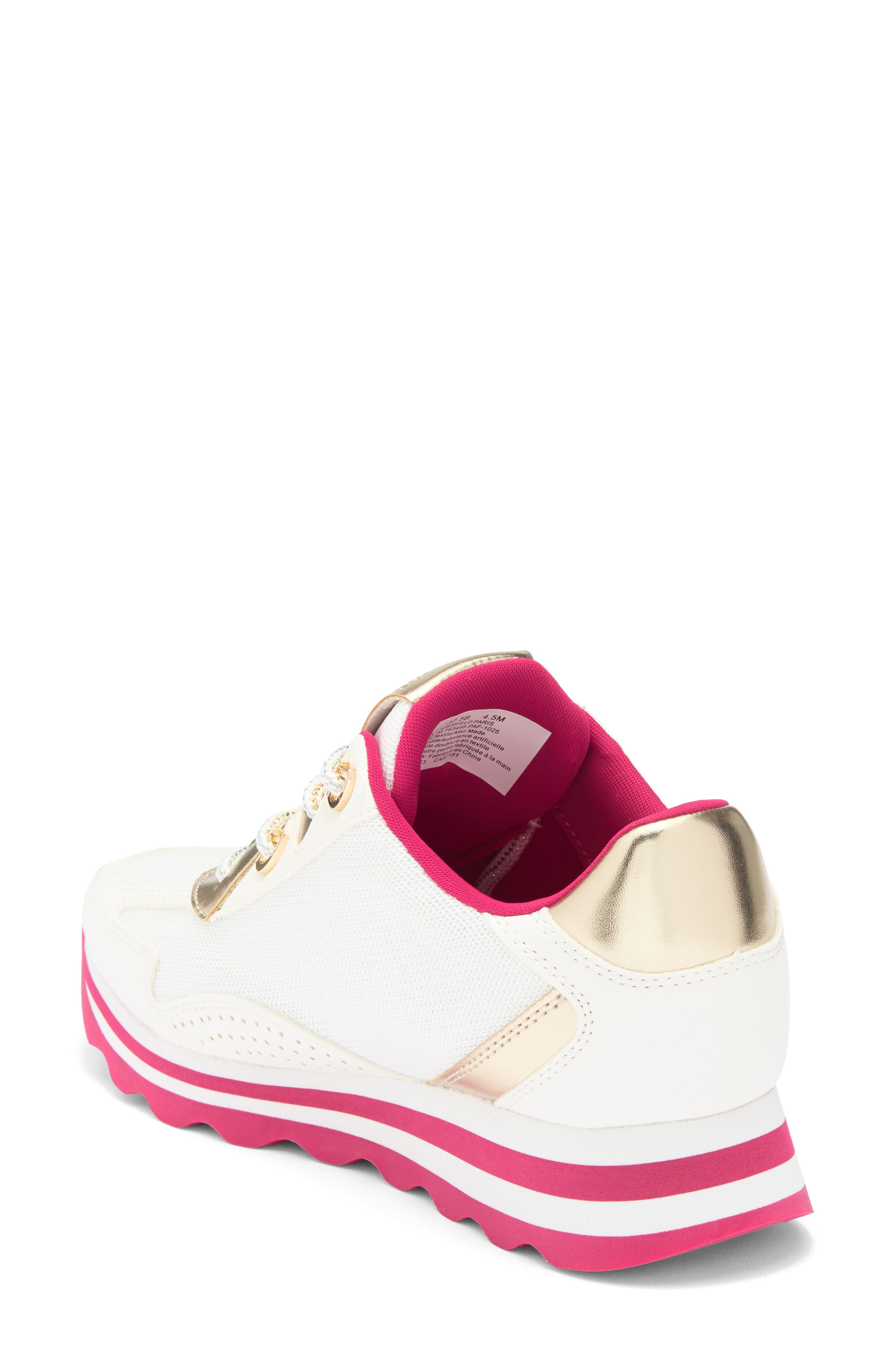 KARL LAGERFELD PARIS Masrina Sneaker, Alternate, color, Bright White/ Hot Pink