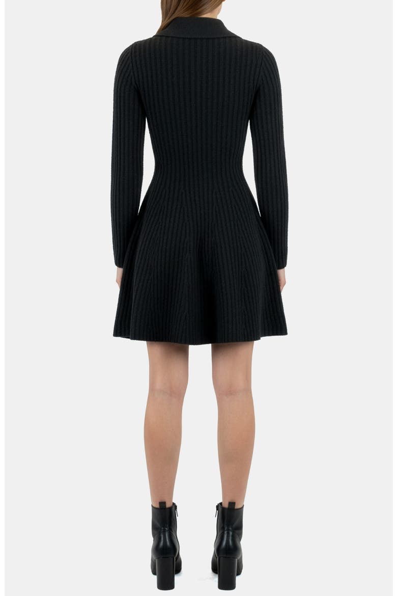 Long Sleeve Ribbed Sweater Dress, Alternate, color, BLACK