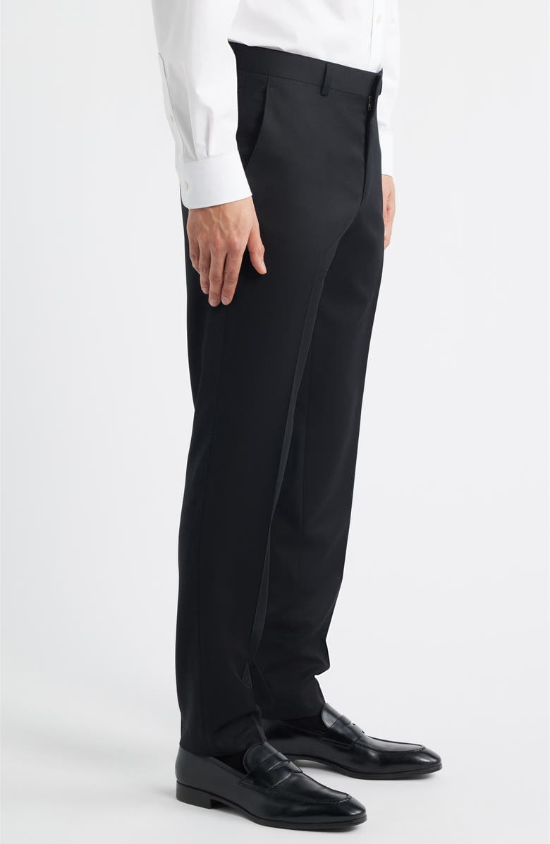 BOSS Genius Slim Fit Flat Front Virgin Wool Dress Pants, Alternate, color, Black