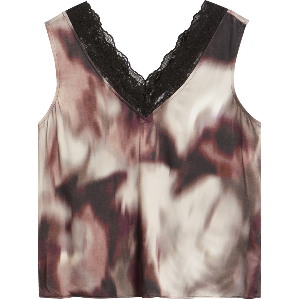 Nordstrom Lace Trim Satin Tank In Brown