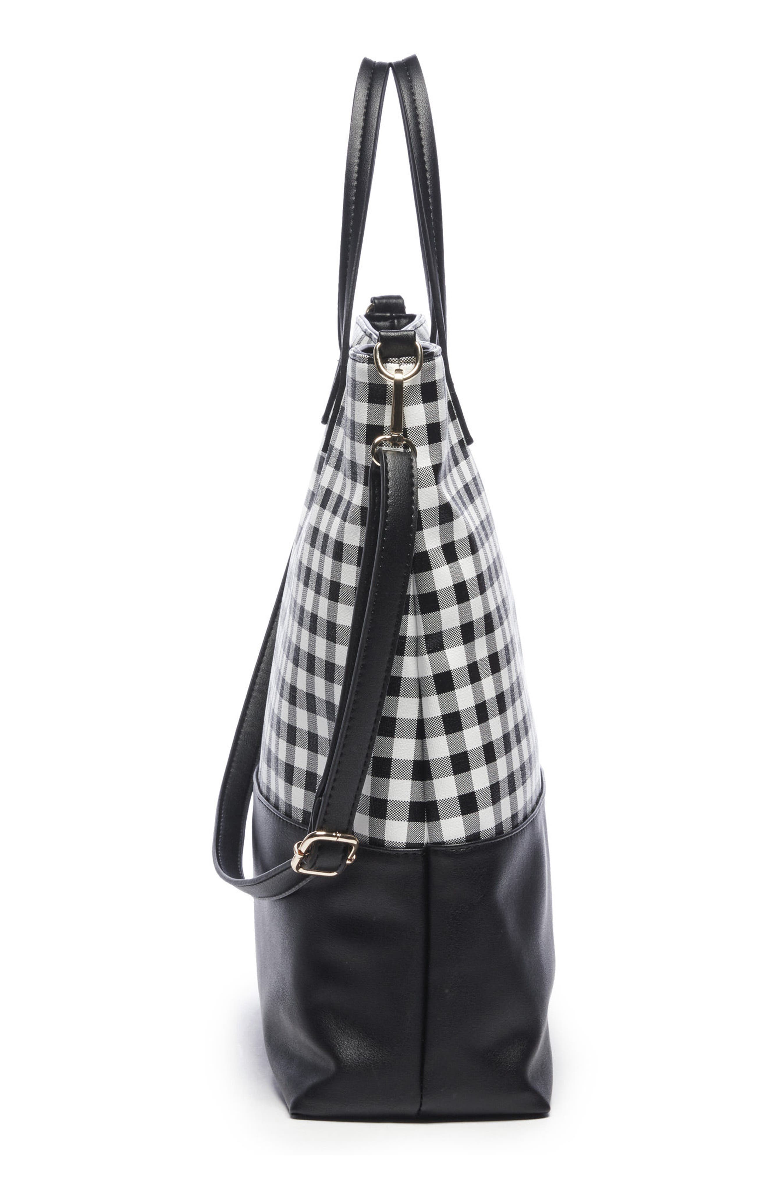 Sole Society Gingham Faux Leather Tote, Alternate, color, 