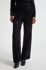 Etro Paisley Devoré Velvet Straight Leg Pants