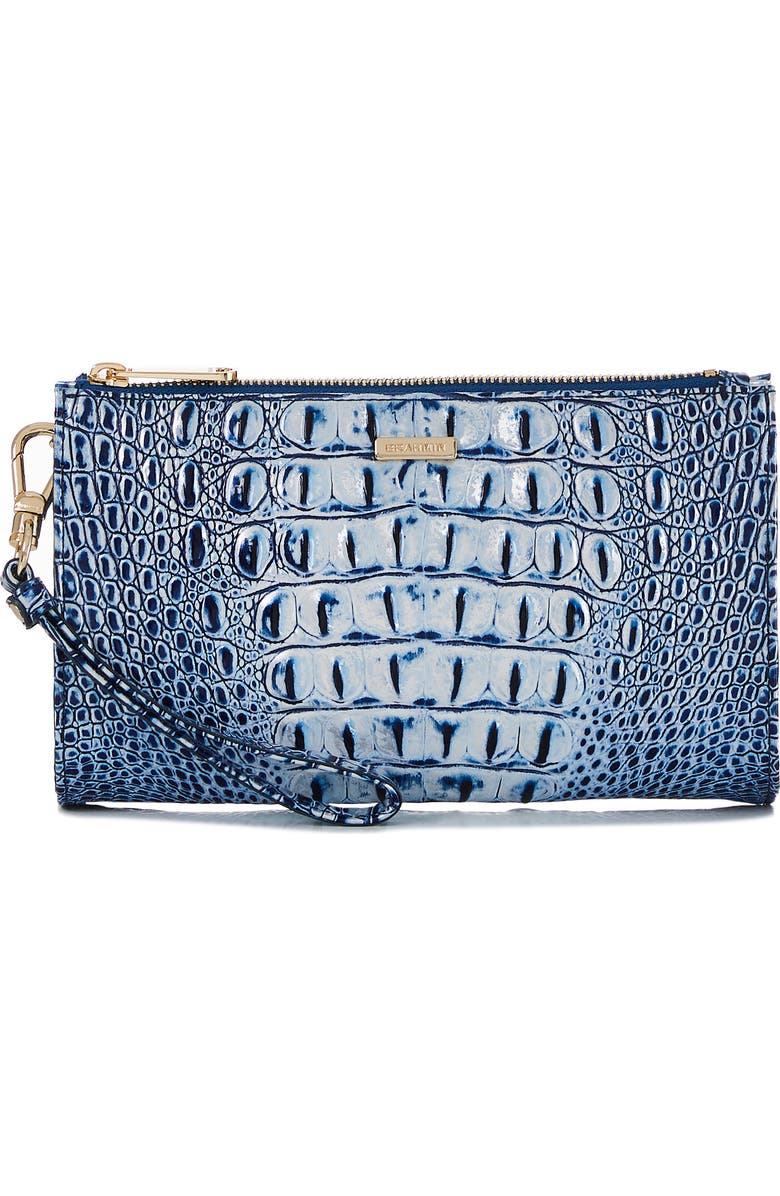 Brahmin Daisy Croc Embossed Leather Wristlet, Main, color,