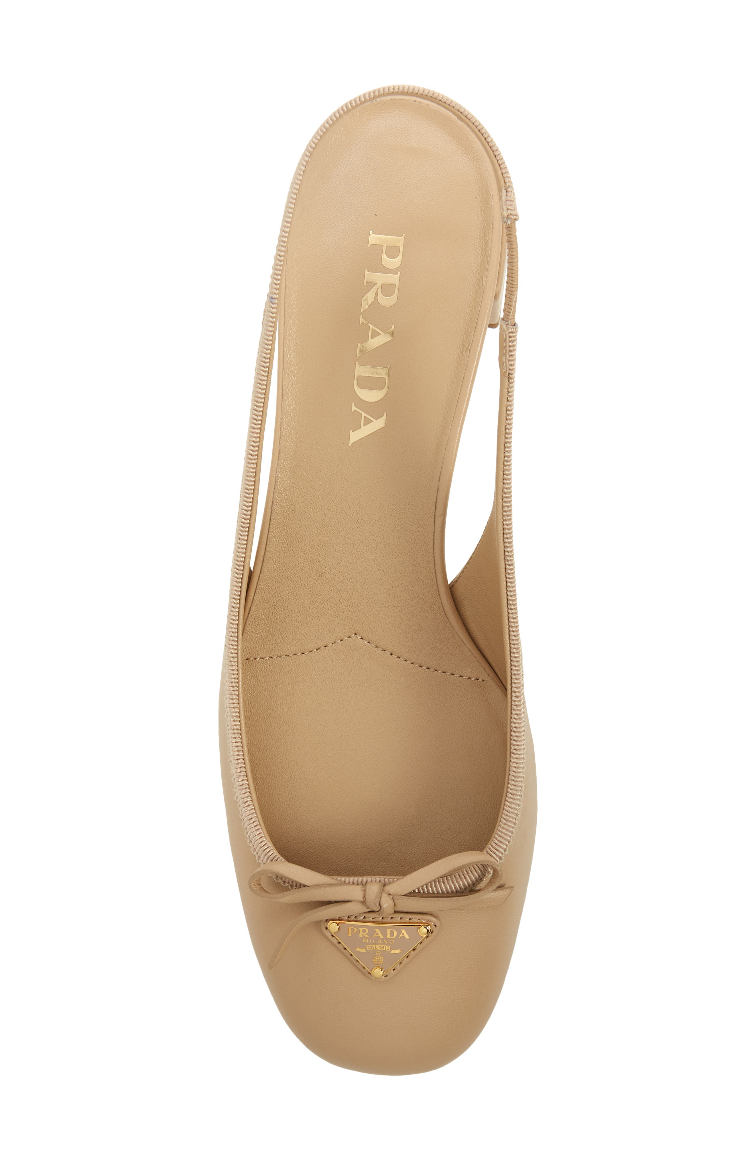 Triangle Logo Bow Slingback Pump, Alternate, color, BEIGE