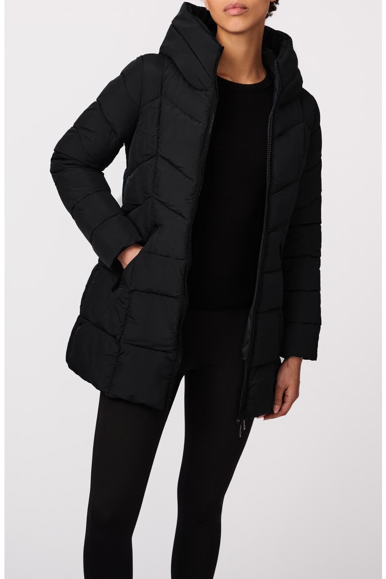 Hooded Water Resistant Puffer Jacket, Alternate, color, BLACK