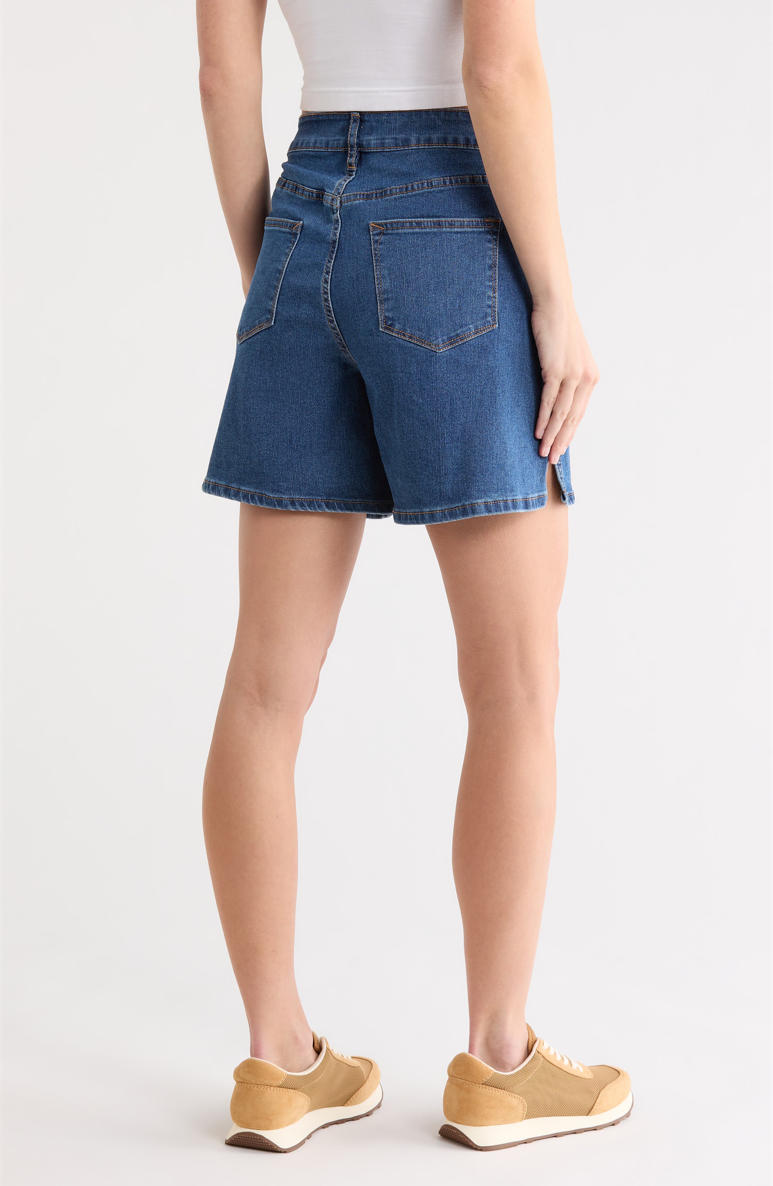 Side Slit Denim Shorts - image 2
