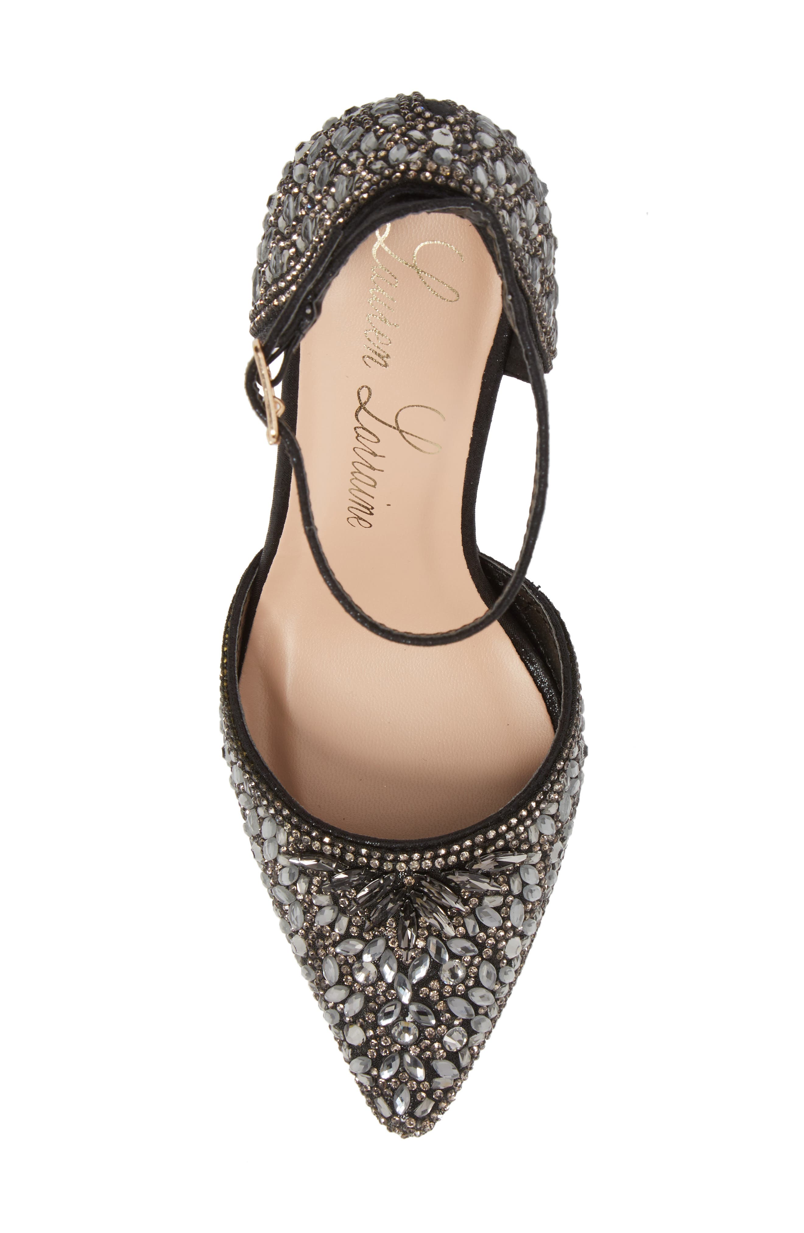 Rose Crystal Embellished d'Orsay Pump, Alternate, color, BLACK FABRIC