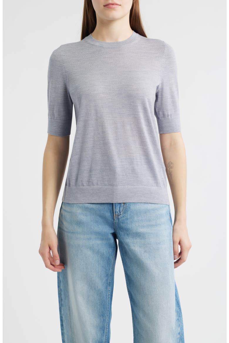 Farbella Short Sleeve Virgin Wool Sweater, Main, color, LT PSTL/GY