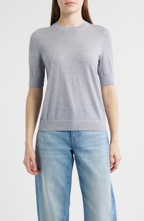 Hugo Boss Boss Farbella Short Sleeve Virgin Wool Sweater In Gray