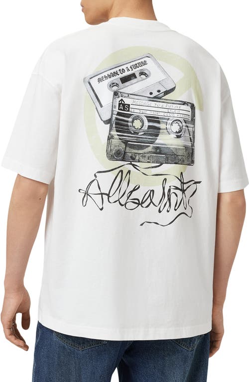 Allsaints Oversized Reel Logo Graphic Tee In White