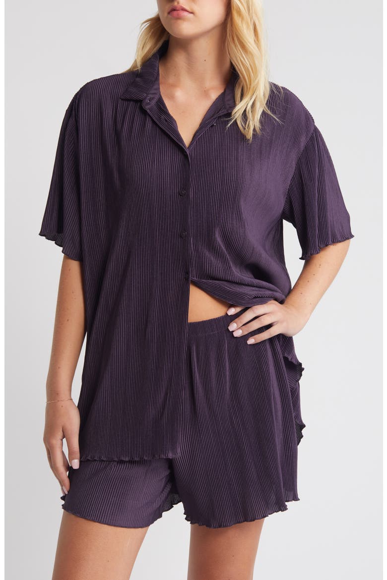 Plissé Short Pajamas, Alternate, color, PURPLE NIGHT