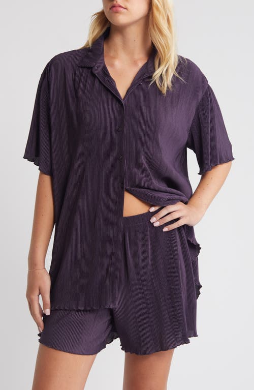 Open Edit Plissé Short Pajamas In Purple Night