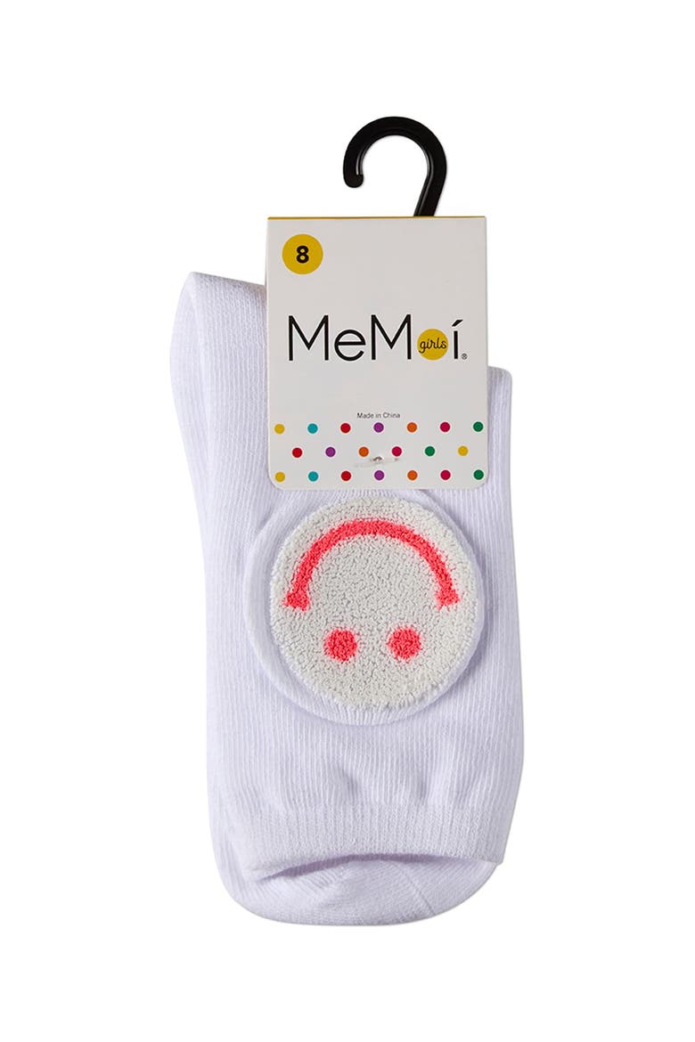 Fuzzy Smiley Face Crew Socks, Alternate, color, Pink