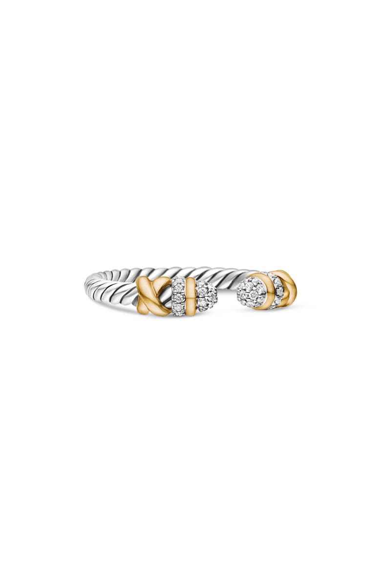 David Yurman Petite Helena Open Ring with 18K Gold & Diamonds, Main, color, Diamond/ Silver
