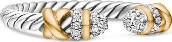Petite Helena Open Ring with Pearls, 18K Gold & Diamonds