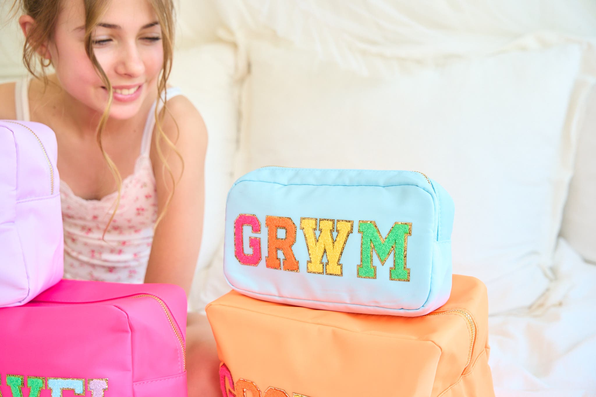 Nylon Pouch w/ GRWM Patch, Alternate, color, Blue