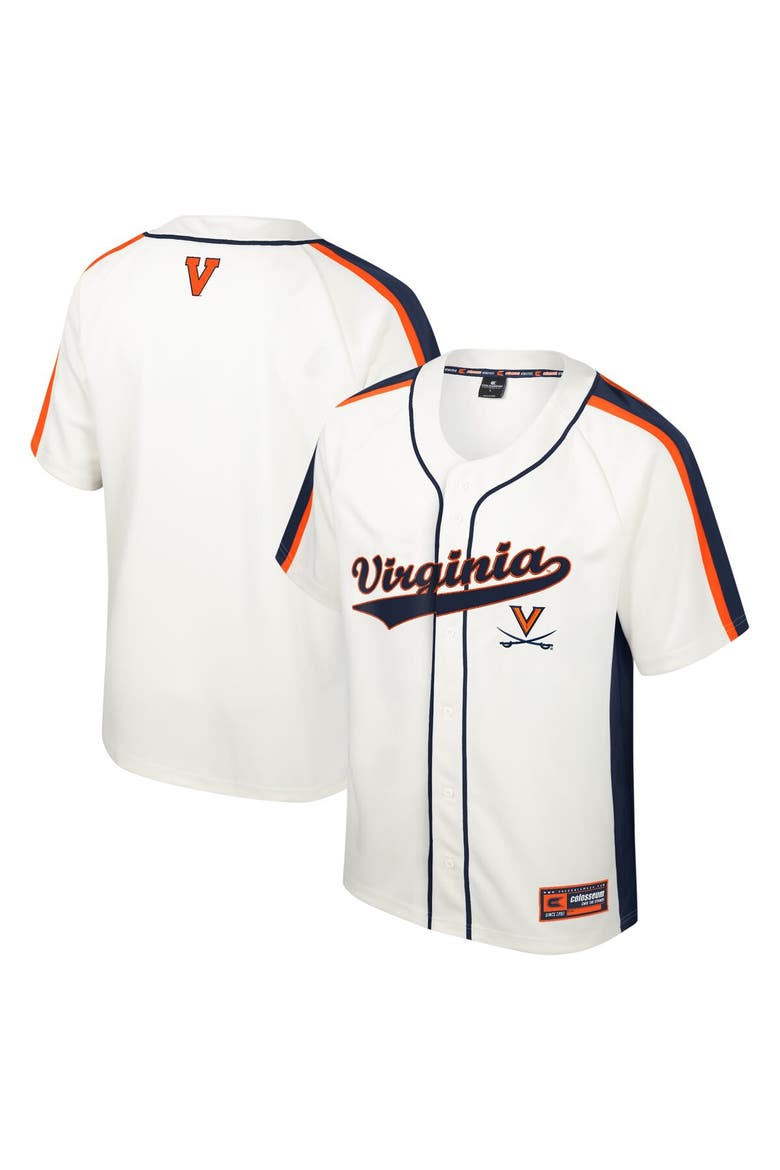 Men's Colosseum Cream Virginia Cavaliers Ruth Button-Up Baseball Jersey, Main, color, Cream
